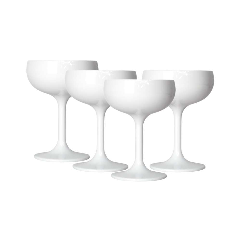 Plastic White Coupe Glasses 7oz - Set of 4