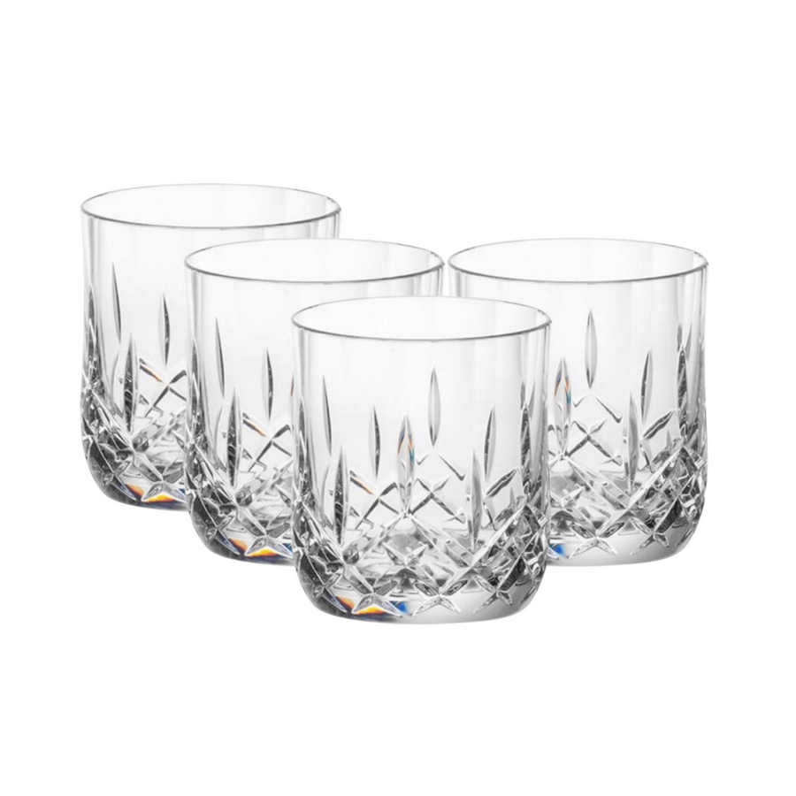 Plastic Cut Crystal Rocks Glasses 8.6oz - Set of 4